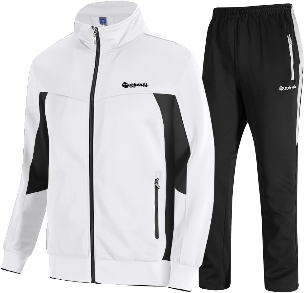 TBMPOY Men's Tracksuits Sweatsuits for Men Sweat Track Suits 2 Piece Casual Athletic Jogging Warm Up Full Zip Sets