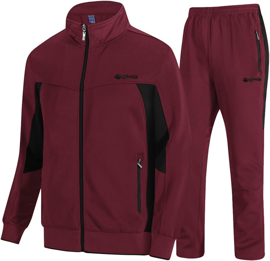 TBMPOY Men's Tracksuits Sweatsuits for Men Sweat Track Suits 2 Piece Casual Athletic Jogging Warm Up Full Zip Sets