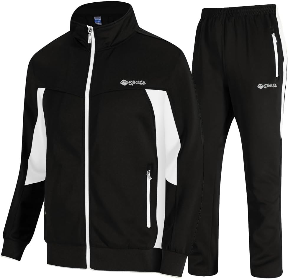 TBMPOY Men's Tracksuits Sweatsuits for Men Sweat Track Suits 2 Piece Casual Athletic Jogging Warm Up Full Zip Sets