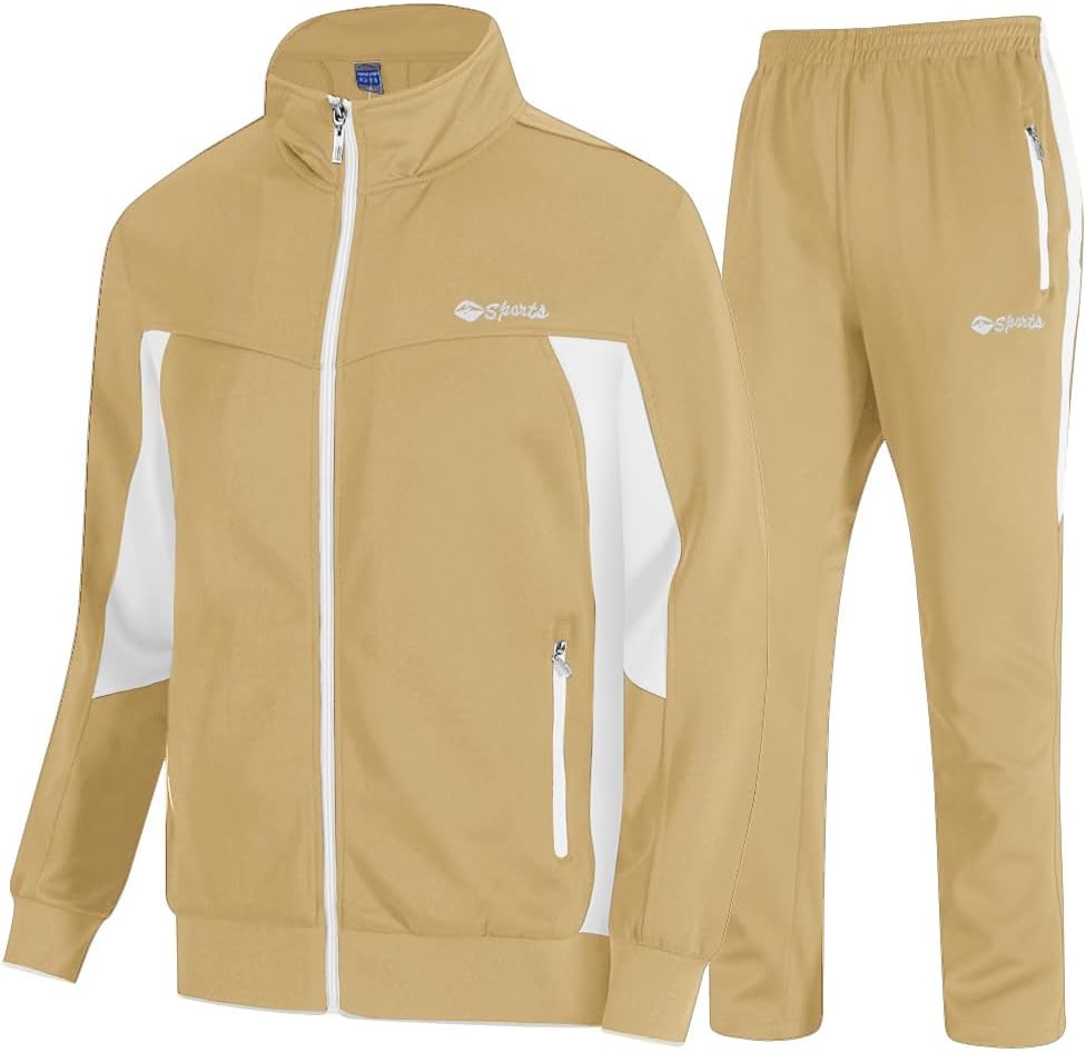 TBMPOY Men's Tracksuits Sweatsuits for Men Sweat Track Suits 2 Piece Casual Athletic Jogging Warm Up Full Zip Sets