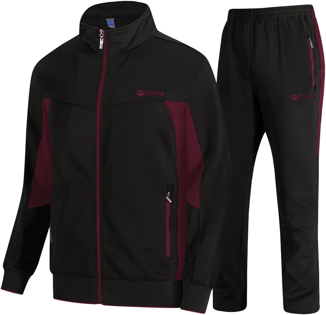 TBMPOY Men's Tracksuits Sweatsuits for Men Sweat Track Suits 2 Piece Casual Athletic Jogging Warm Up Full Zip Sets