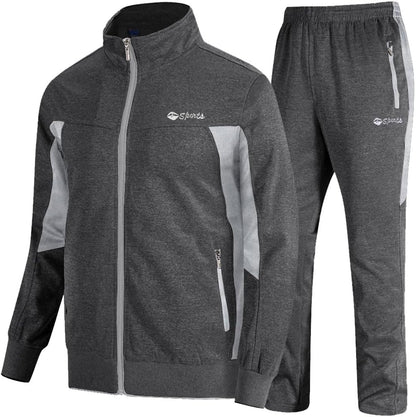 TBMPOY Men's Tracksuits Sweatsuits for Men Sweat Track Suits 2 Piece Casual Athletic Jogging Warm Up Full Zip Sets